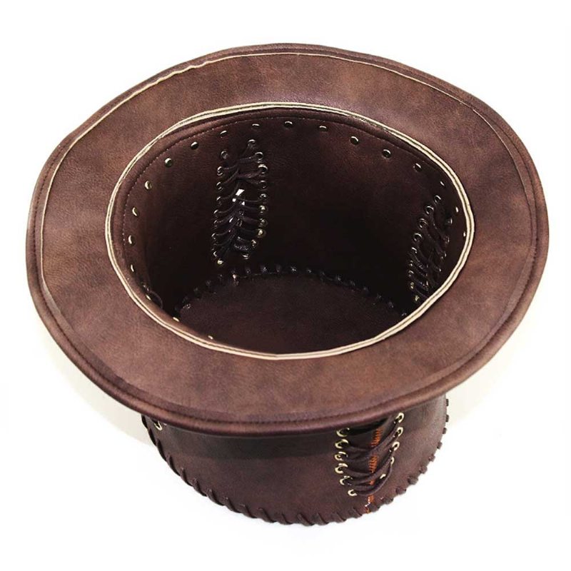 Unisex Steampunk Top Hat Retro Punk Rustikálny Pu Kožený Čipkovač Gentleman Pre Kostýmy Halloween Party