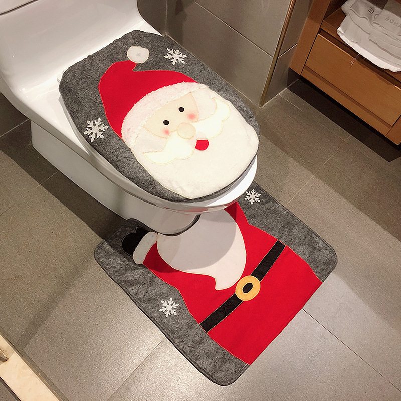 Vianočná Toaleta Dvojdielna Súprava Vynikajúci Vianočný Snehuliak Elk Vankúš Na Toaletné Sedadlo Santa Claus Poťah Na Toaletu
