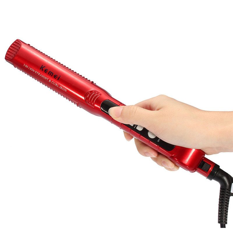 Kemei 3v1 Žehlička Na Vlasy Na Hot Iron Curling Ceramic Wave Tool