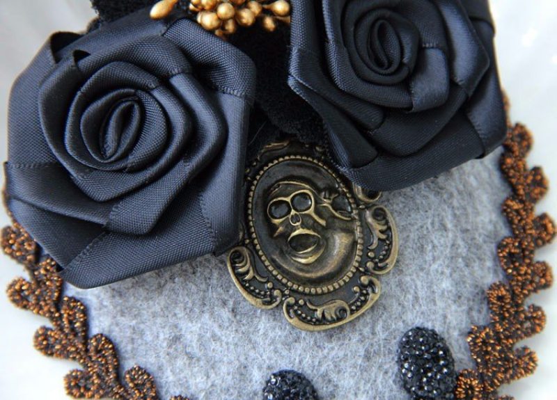 Punk Cosplay Účesy Vinatge Black Rose Lebka Šperky Vlásenky