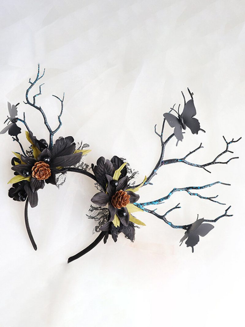 Vlasové Doplnky Halloween Luminous Branch Vianočná Čelenka S Motýľovým Kvetom