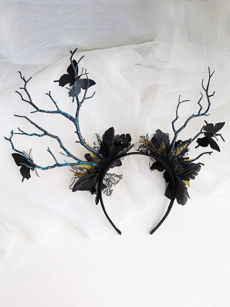 Vlasové Doplnky Halloween Luminous Branch Vianočná Čelenka S Motýľovým Kvetom