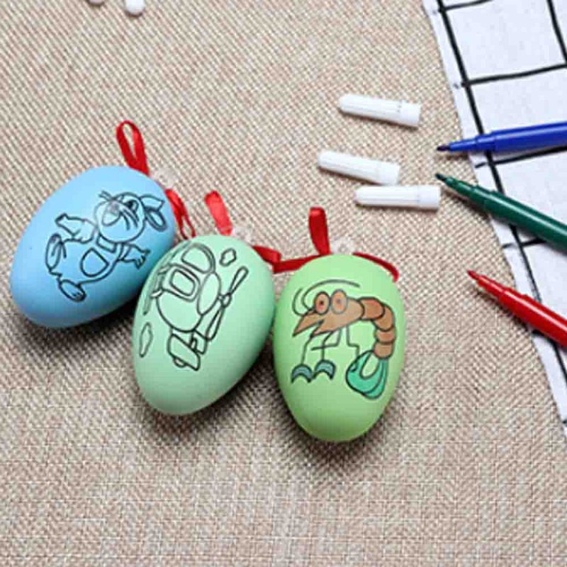 Imitácia Veľkonočných Vajíčok Plastové Detské Kreatívne Puzzle Hračky Diy Biela Blanka S Povrazom Ako Príveskom