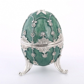 Jemná Zelenomodrá Maľba Štrasový Dekoratívny Ornament Kvalita Veľkonočných Vajíčok Dekorácia Modelu Šperkovnica