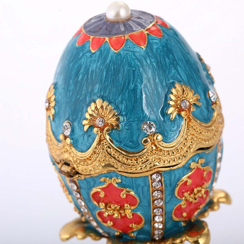 Jemné Ozdobné Smaltované Kamienkové Ozdoby Farebné Veľkonočné Vajíčka Model Kovového Stola