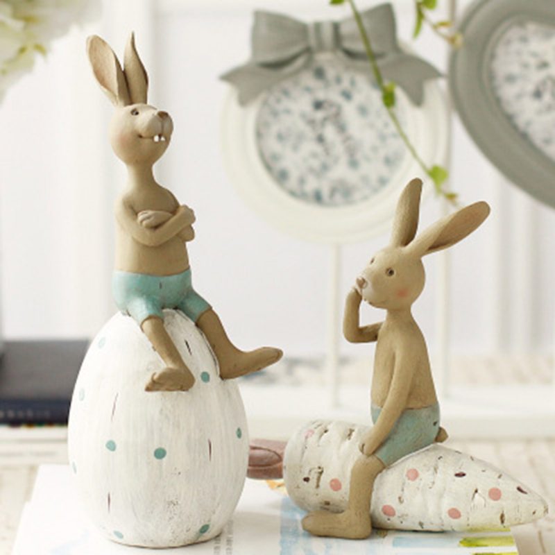 Roztomilé Kreslené Králičie Vajce Model Mrkvy Živicový Hrniec Kreatívny Zajačik Dekorácia Na Veľkonočný Stôl