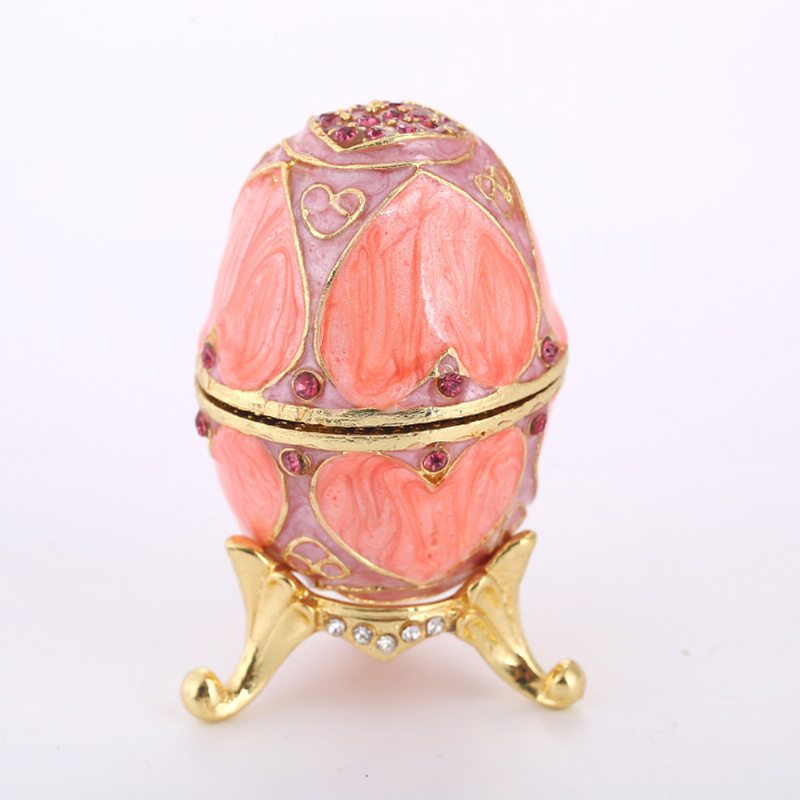 Veľkonočné Vajíčko S Pozláteným Spracovaním Smaltované Puzdro Na Šperky Maľované Kovové Remeslá Luxusné Ozdoby