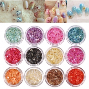 12 Farieb Nail Art Trblietky Drvené Lupienky Powder Dust Tips Sada Dekorácií Pre Domácich Majstrov