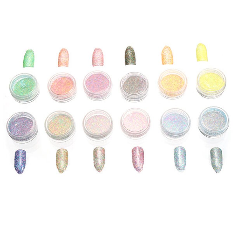 12 Zmiešaných Farieb Prášok Na Nechty Prach Gradient Farba Manikúra Na Pery Diy Dekorácia
