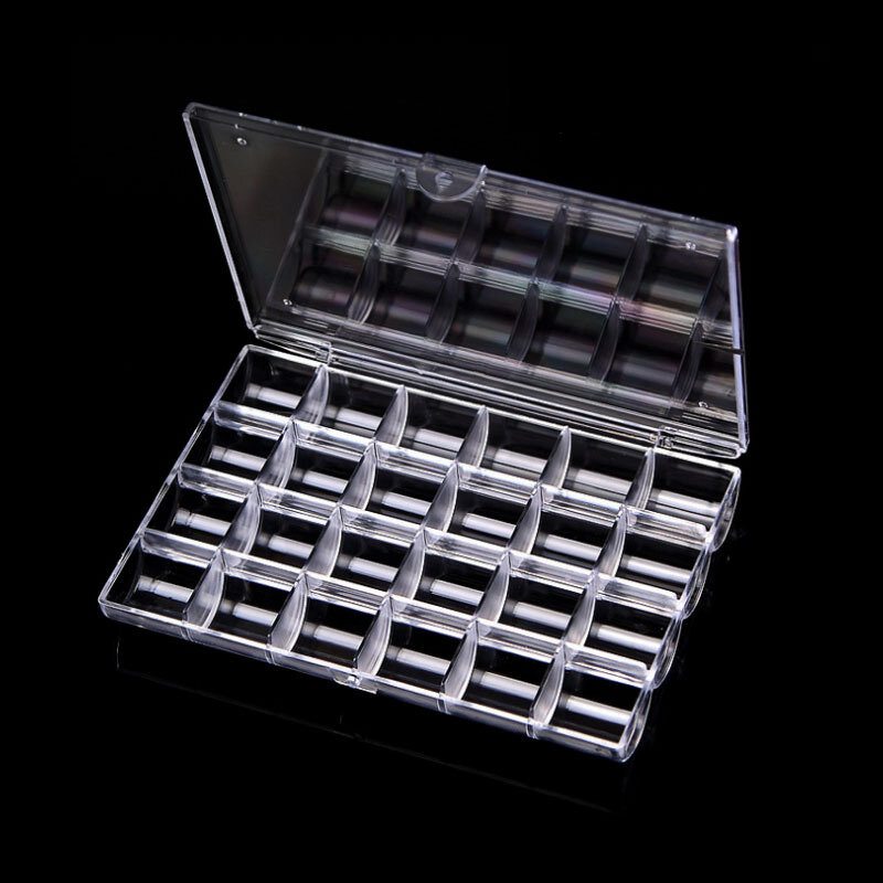 24 Mriežok Priehľadný Akrylový Prázdny Úložný Box Štrasové Korálky Šperky Dekorácia Nail Art Vitrína