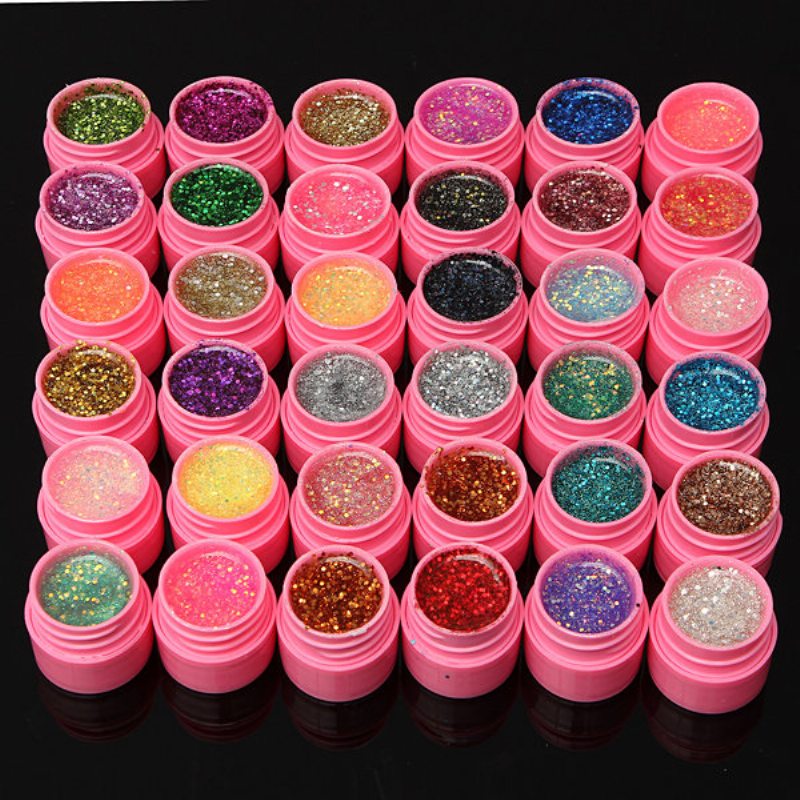 36ks Mix Farieb Shining Glitter Acrylic Uv Gel Builder Polish Set