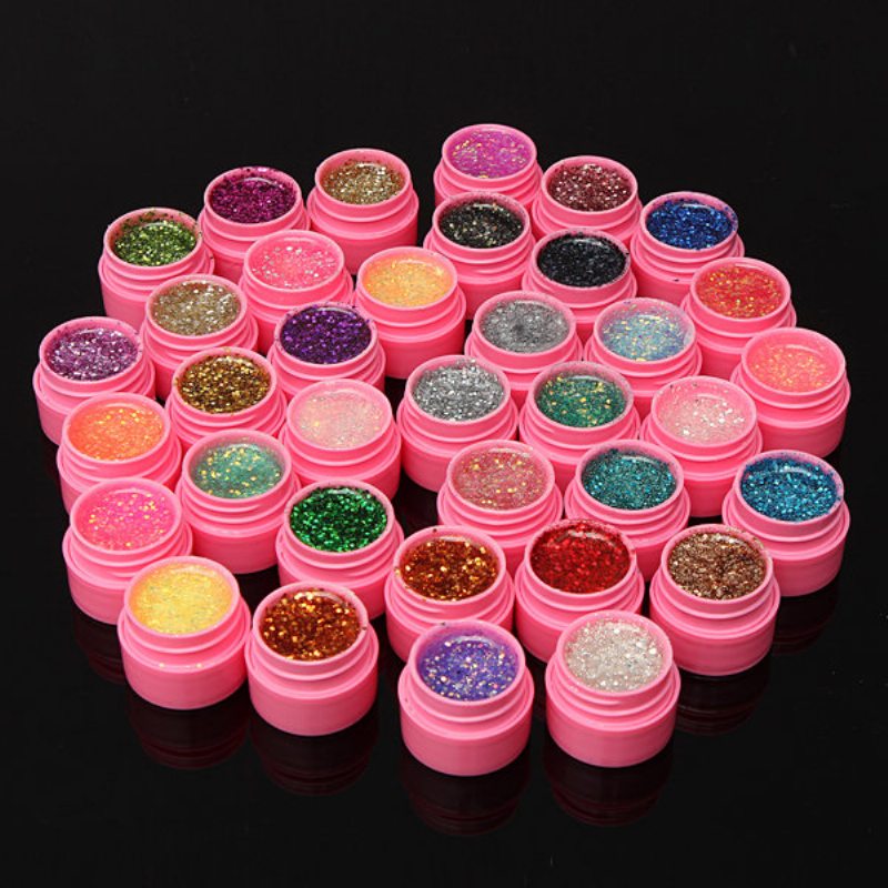 36ks Mix Farieb Shining Glitter Acrylic Uv Gel Builder Polish Set