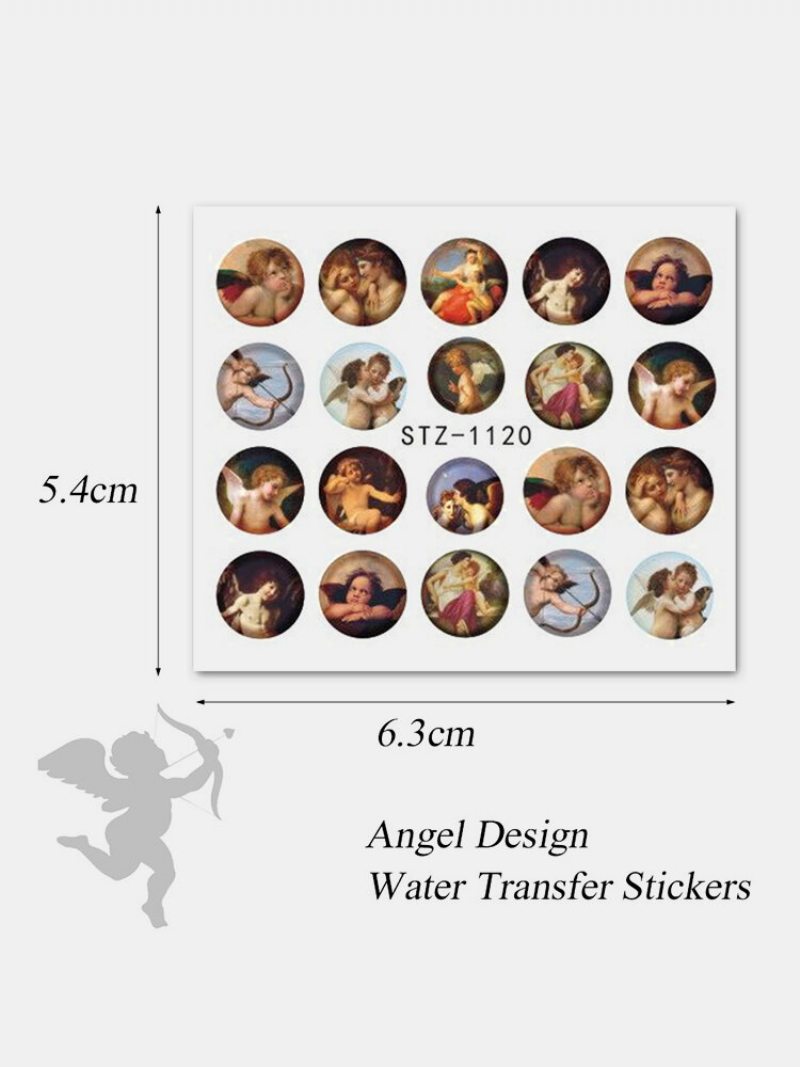 8 Ks Nálepky Na Nechty Retro Cupid Eros Water Transfer Obtlačky Manikúra