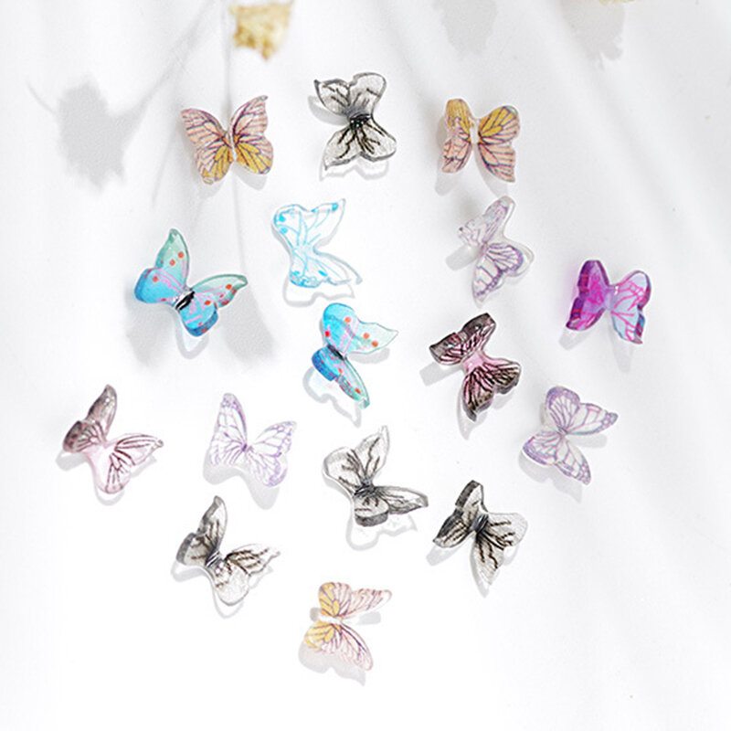 Diy Ručne Vyrábané Šperky Na Nechty Trojrozmerný Motýľ Polkruhová Perla Zmiešaná Mini Malá Ozdoba Na