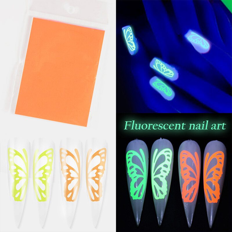 Fluorescent Butterfly Designs Nálepky Na Nechty Vodoznak Urob Si Sám Farebné Obtlačky Na Manikúra