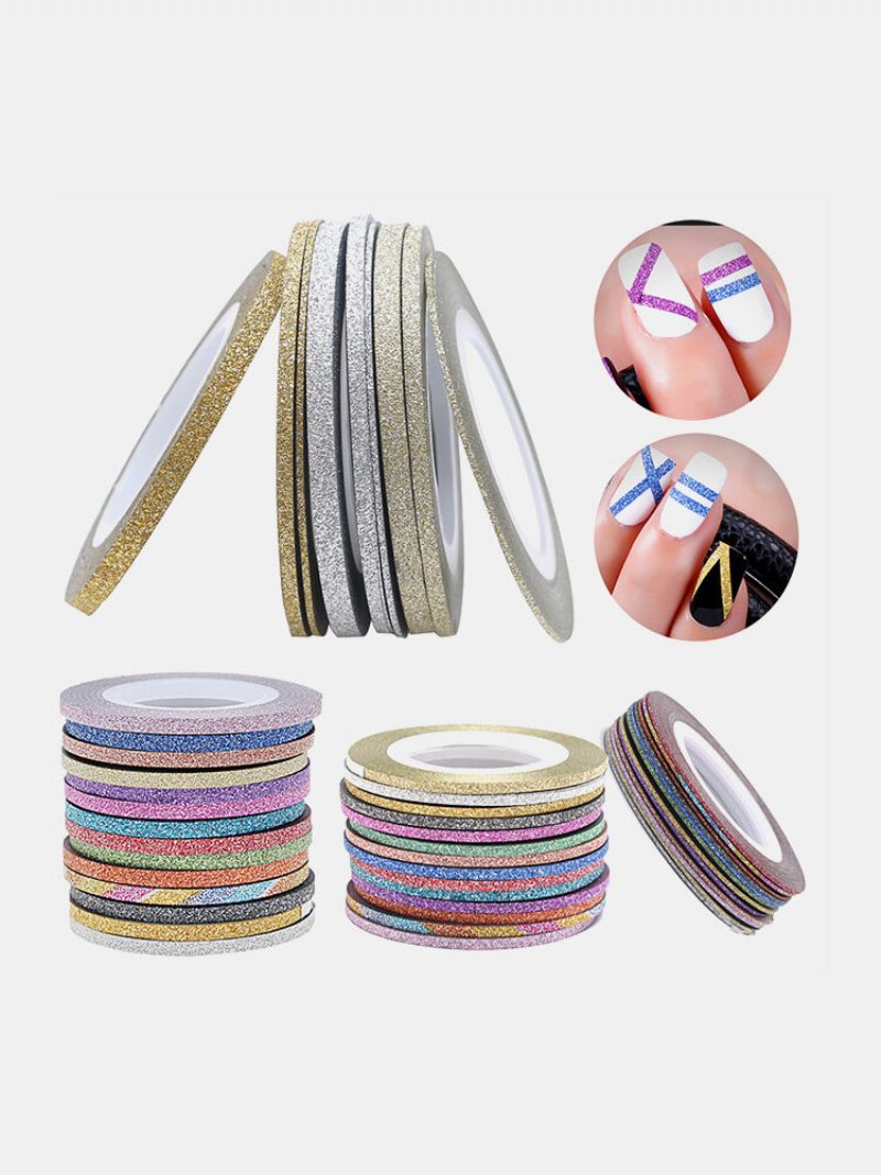 Glitter Nail Art Tape Line Stripes Pruhovaná Dekorácia Pre Uv Gél Polish Adhesive Sticker