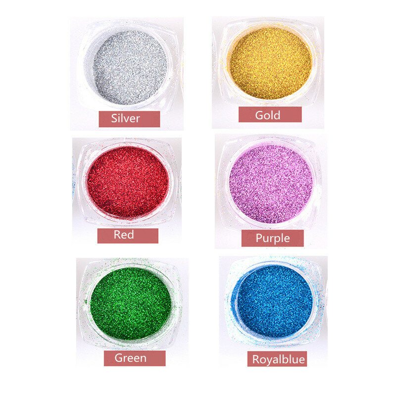 Metallic Mirror Powder Nail Glitters Dust Chrome Pigment 6 Farieb