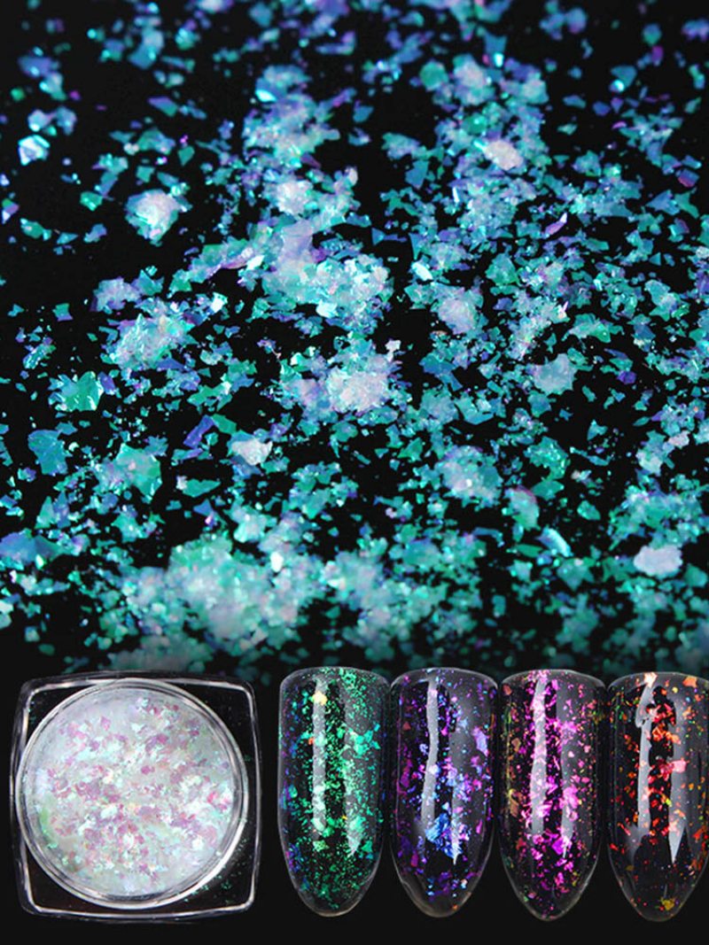 Transparentné Lupienky Chameleon Nail Powder Flakes Multichrome Bling Shimmer Art Glitter