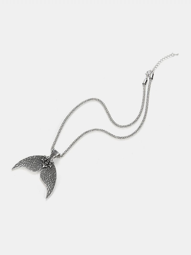 Bohémsky Starožitný Strieborný Prívesok Na Chvost Morskej Panny Pre Ženy Darčekový Šperk Na Vintage Plážovú Párty