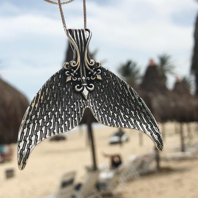 Bohémsky Starožitný Strieborný Prívesok Na Chvost Morskej Panny Pre Ženy Darčekový Šperk Na Vintage Plážovú Párty