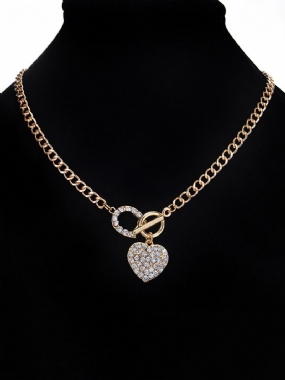 Elegantný Prívesok Náhrdelník Retiazka Drahokamu Srdce Kruhový Geometrický Kúzlo Šperky Pre Ženy