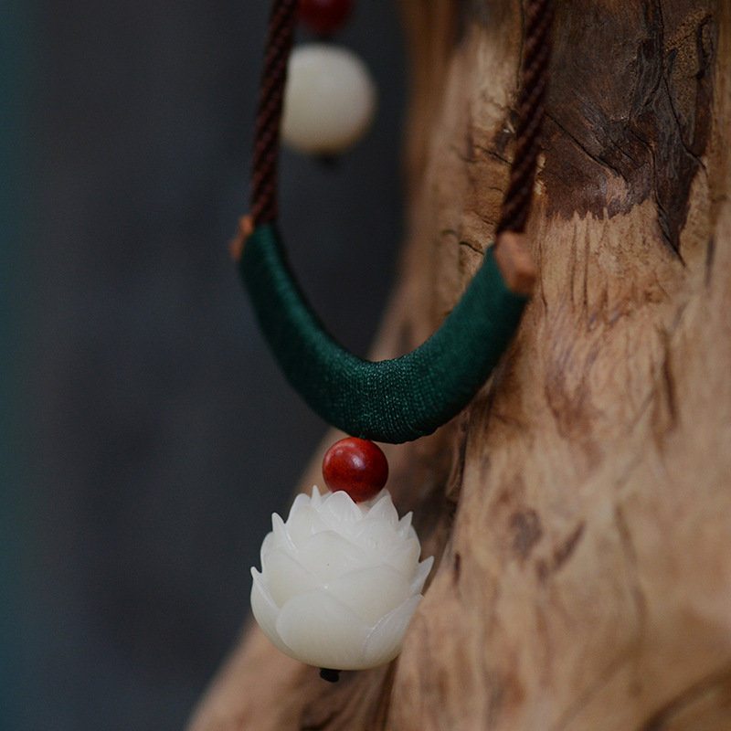Etnický Štýl Šperky Vintage Dongling Jade Bodhi Lotosový Náhrdelník