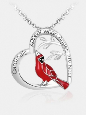 Ležérny Módny Náhrdelník S Príveskom V Tvare Srdca Cardinal Bird V
