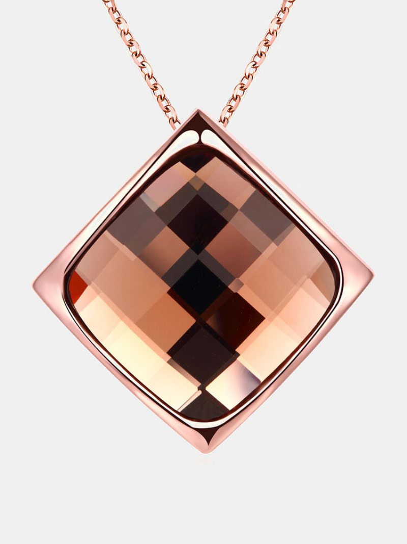 Luxusný Dámsky Náhrdelník Rhombus Rose Gold Glass Crystal