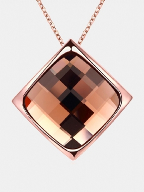 Luxusný Dámsky Náhrdelník Rhombus Rose Gold Glass Crystal