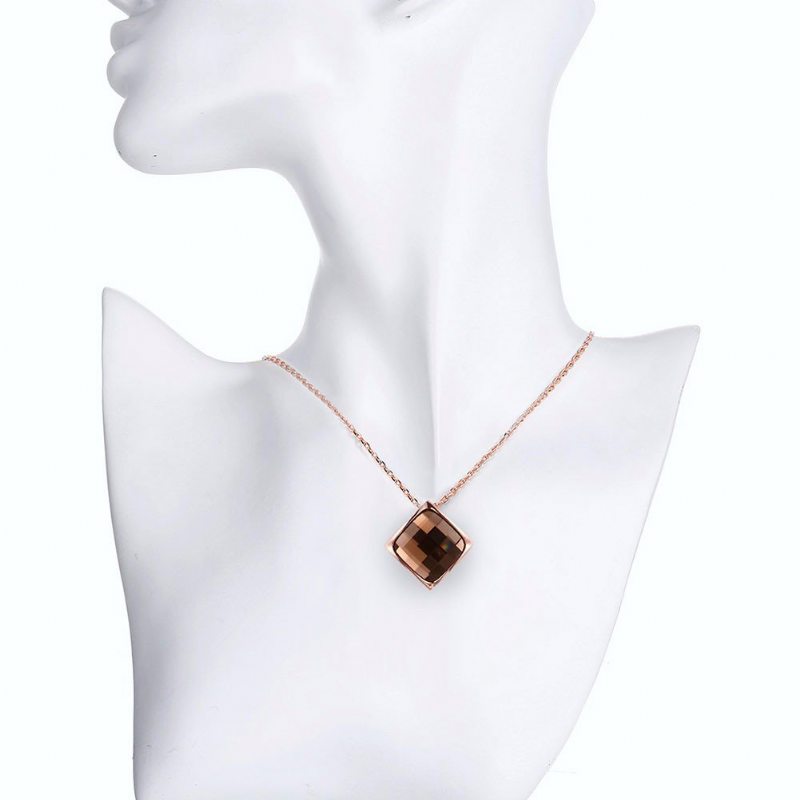 Luxusný Dámsky Náhrdelník Rhombus Rose Gold Glass Crystal