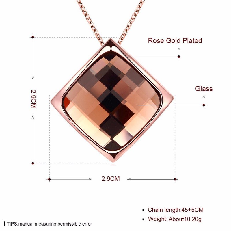 Luxusný Dámsky Náhrdelník Rhombus Rose Gold Glass Crystal