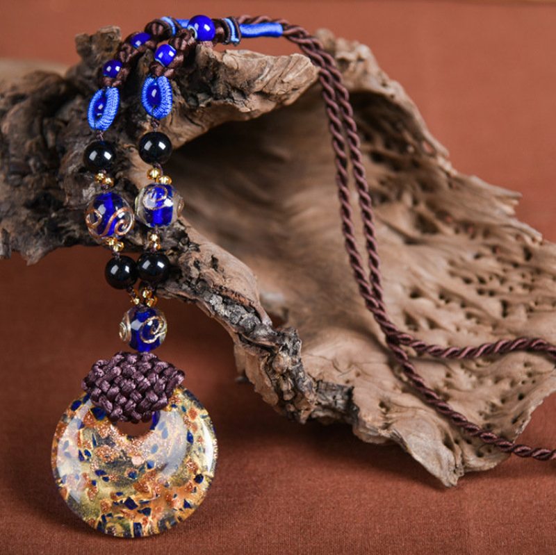 Luxusný Náhrdelník S Príveskom S Z Achátových Jadeitových Korálkov Vintage Dlhé Náhrdelníky Pre Ženy