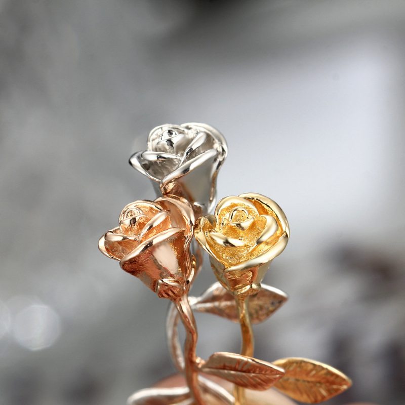 Luxusný Ružový Zlatý Strieborný Náhrdelník Ruže Sladký Valentínsky Darčekový Pre Ženy