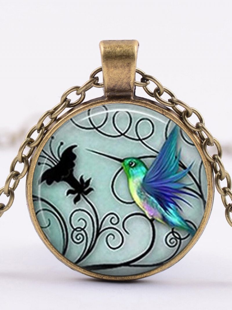 Módny Kreatívny Modrý Náhrdelník S Príveskom Kolibrík Okrúhly Dámsky Šperky Darčeky