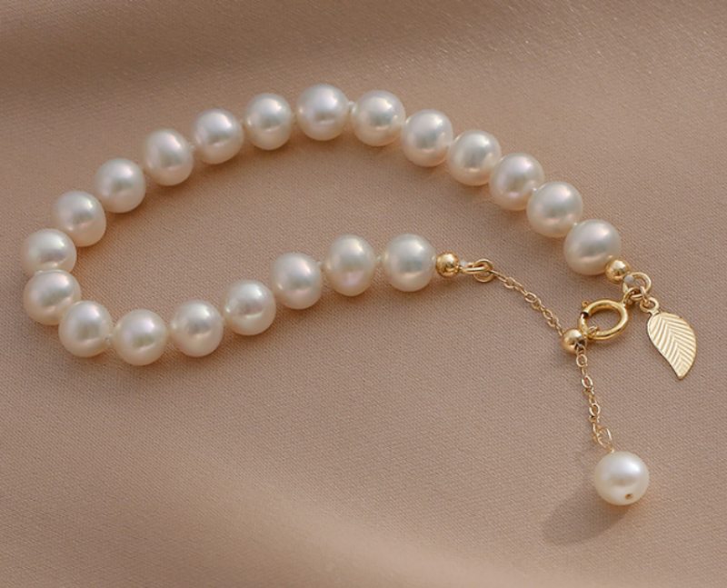 Mušle-pearl Náramok 14 K Gold Elegantný Prírodný Pearl