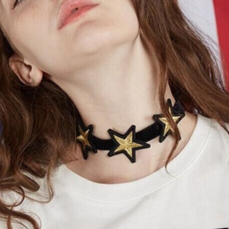 Náhrdelník Punk Choker S Hviezdicovým Flanelovým Golierom