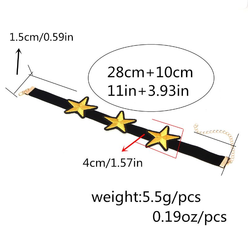 Náhrdelník Punk Choker S Hviezdicovým Flanelovým Golierom