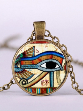 Náhrdelník S Príveskom Eye Of Horus Gem Nastaviteľná Kovová Retiazka Okrúhle Sklo Dámsky Šperky Darčeky