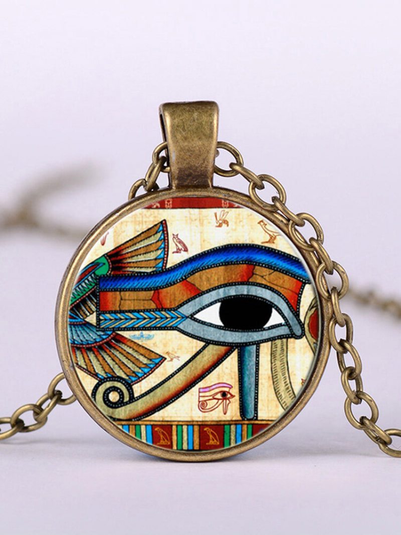 Náhrdelník S Príveskom Eye Of Horus Gem Nastaviteľná Kovová Retiazka Okrúhle Sklo Dámsky Šperky Darčeky