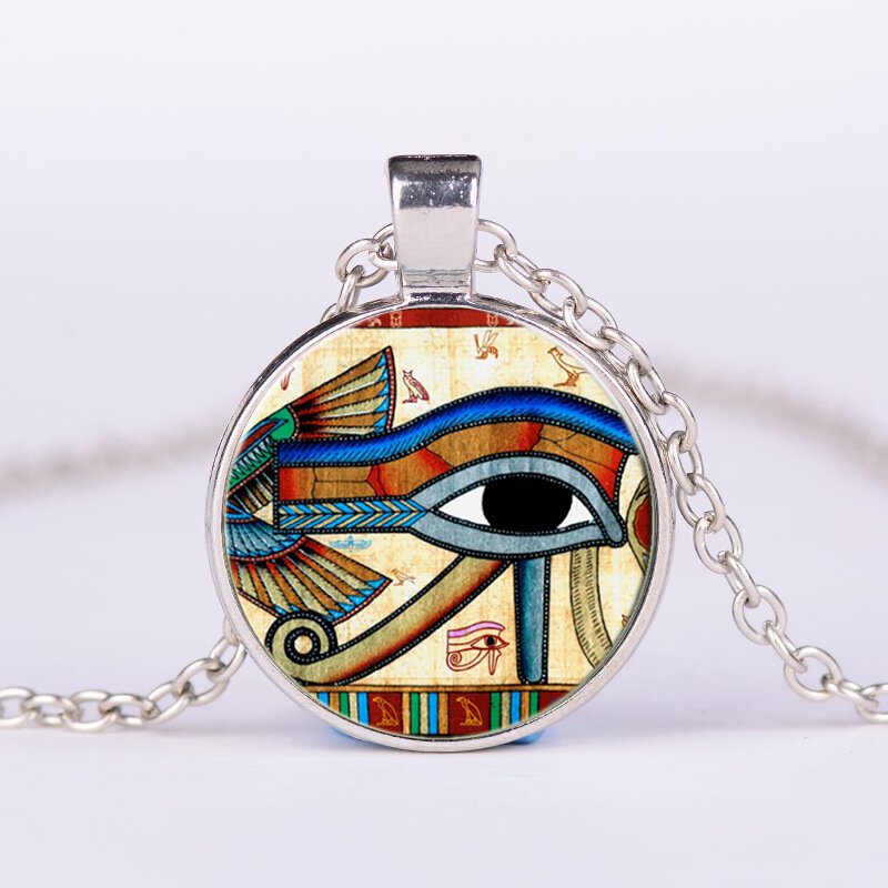 Náhrdelník S Príveskom Eye Of Horus Gem Nastaviteľná Kovová Retiazka Okrúhle Sklo Dámsky Šperky Darčeky