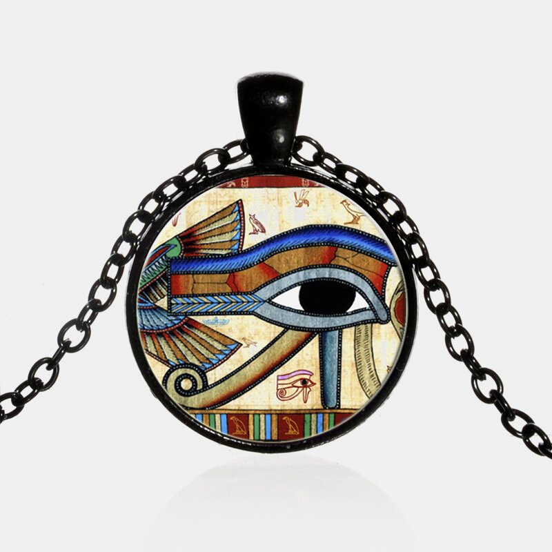 Náhrdelník S Príveskom Eye Of Horus Gem Nastaviteľná Kovová Retiazka Okrúhle Sklo Dámsky Šperky Darčeky