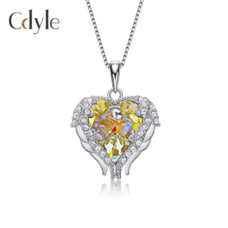 Náhrdelník S925 Z Mincového Striebra Oceánske Srdce S Diamantovým Príveskom Swarovski Crystal