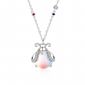 Originálny Náhrdelník S925 Sterling Silver Firefly Žena Ins Séria Colorful Moonstone Prívesok Na Kľúčnu Kosť