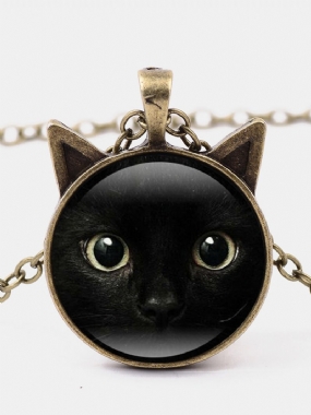 Retiazka Na Sveter Vintage Dámsky Náhrdelník S Príveskom Do Uší S Potlačou Čiernej Mačacej Tváre