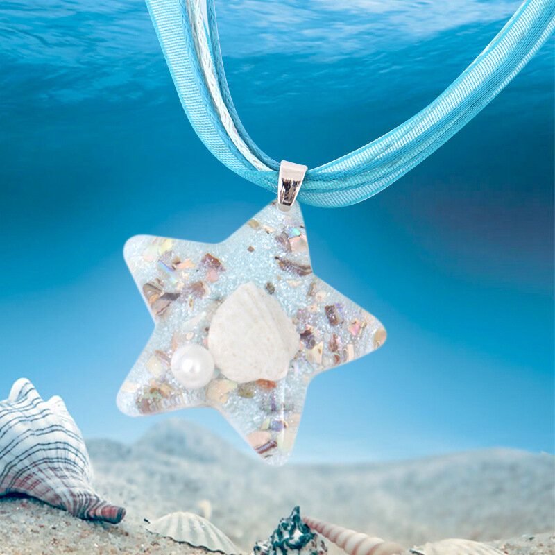 Roztomilá Hviezda Prívesok Kľúčna Kosť Náhrdelník Kreatívna Mušľa Perla Vnútri Dámske Náhrdelníky Letné Plážové Šperky