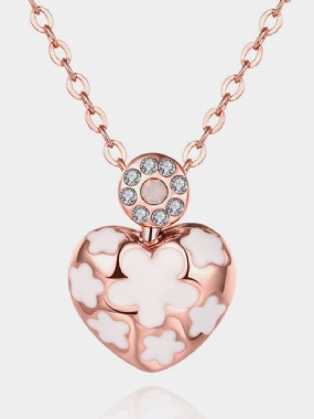 Sladký Luxusný Náhrdelník Heart Flower Oil Drip Kamienkový