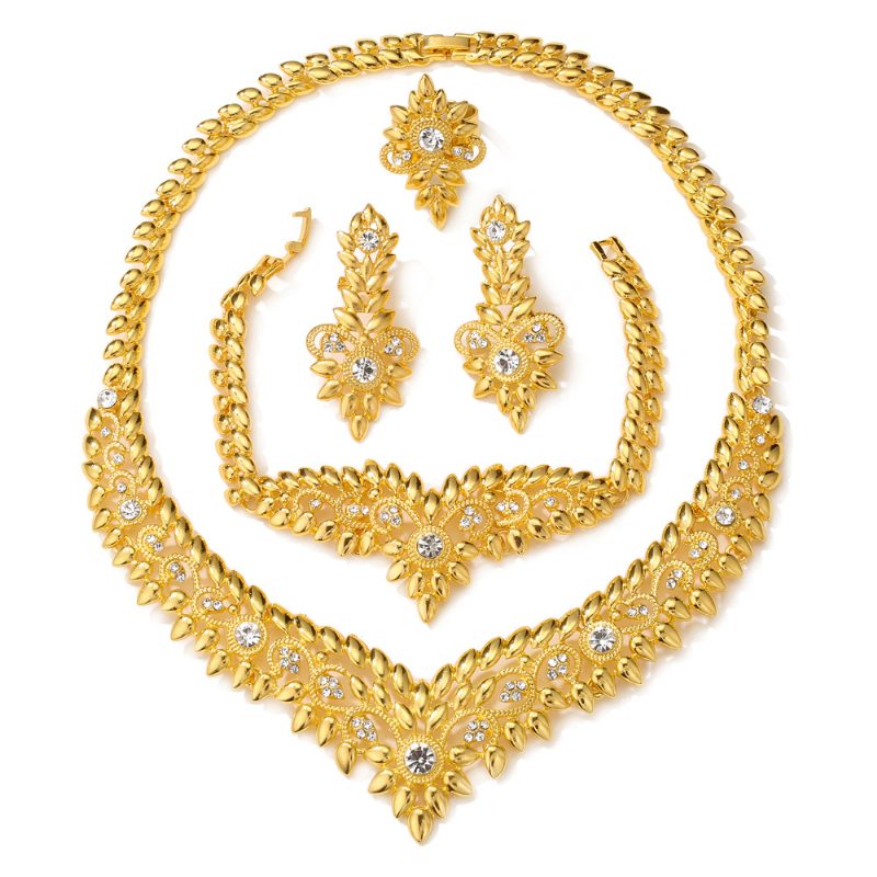 Šperky Dubaj Diamond Set Dámsky Náhrdelník Náušnice Prsteň Náramok Štvordielne