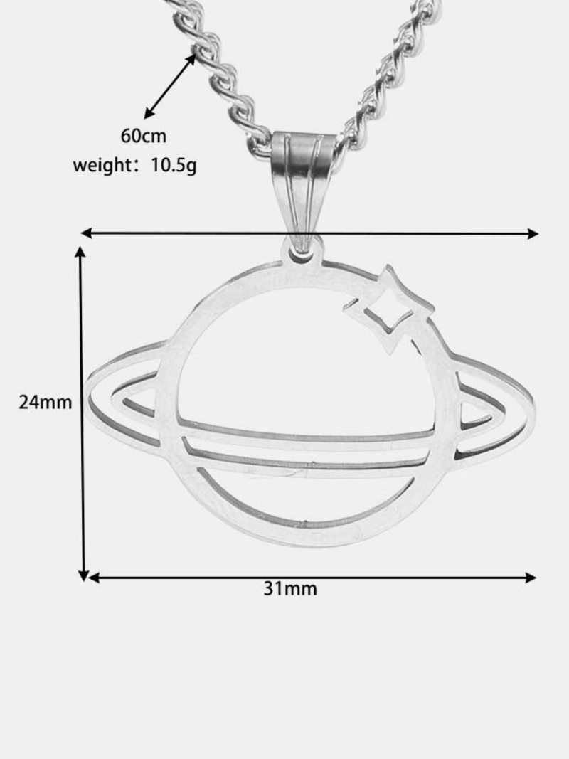 Trendový Retiazkový Náhrdelník Z Titánovej Ocele V Tvare Planéty Hip Hop Hollow