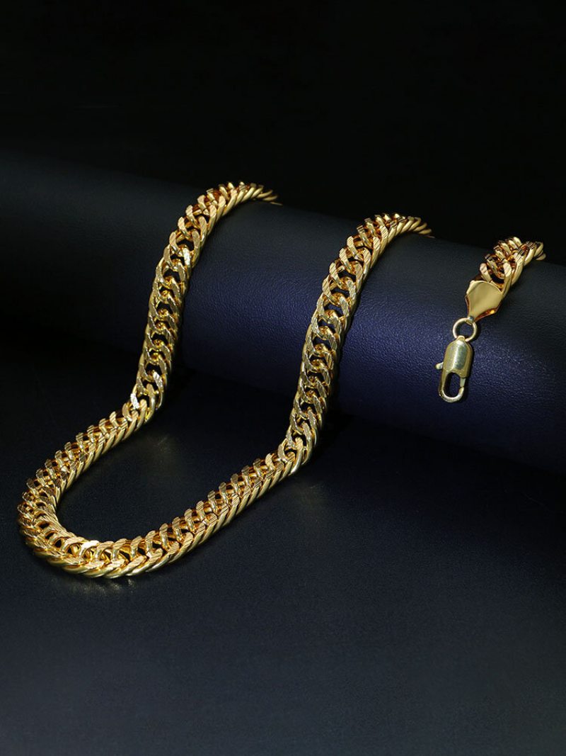 Trendy Náhrdelník S Kovovou Retiazkou Snake Chain Reťaz S Geometrickým Dutým Dlhým Náhrdelníkom