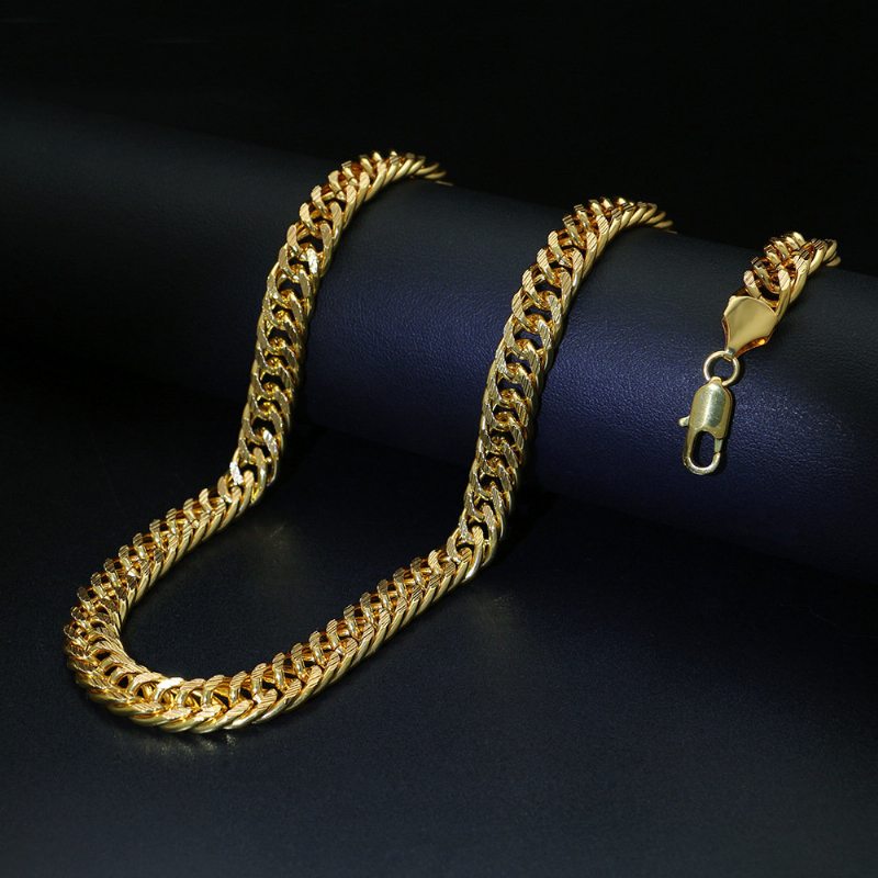 Trendy Náhrdelník S Kovovou Retiazkou Snake Chain Reťaz S Geometrickým Dutým Dlhým Náhrdelníkom